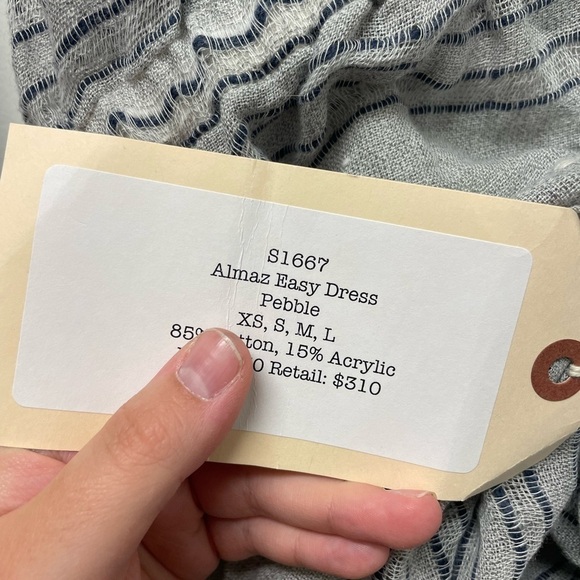 Lemlem Almaz Easy Dress in Pebble Grey size small NWT - Picture 7 of 8